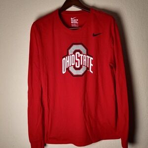 Ohio‎ State Buckeyes Shirt Men's Large Red Long Sleeve Tee Nike